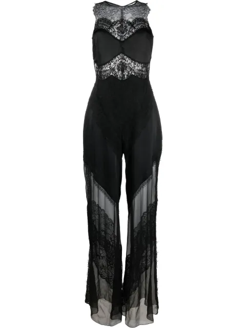 Alberta Ferretti 레이스 패널 실크 점프수트