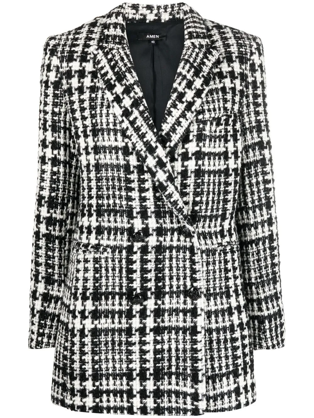 Amen houndstooth-print double-breasted blazer - Black