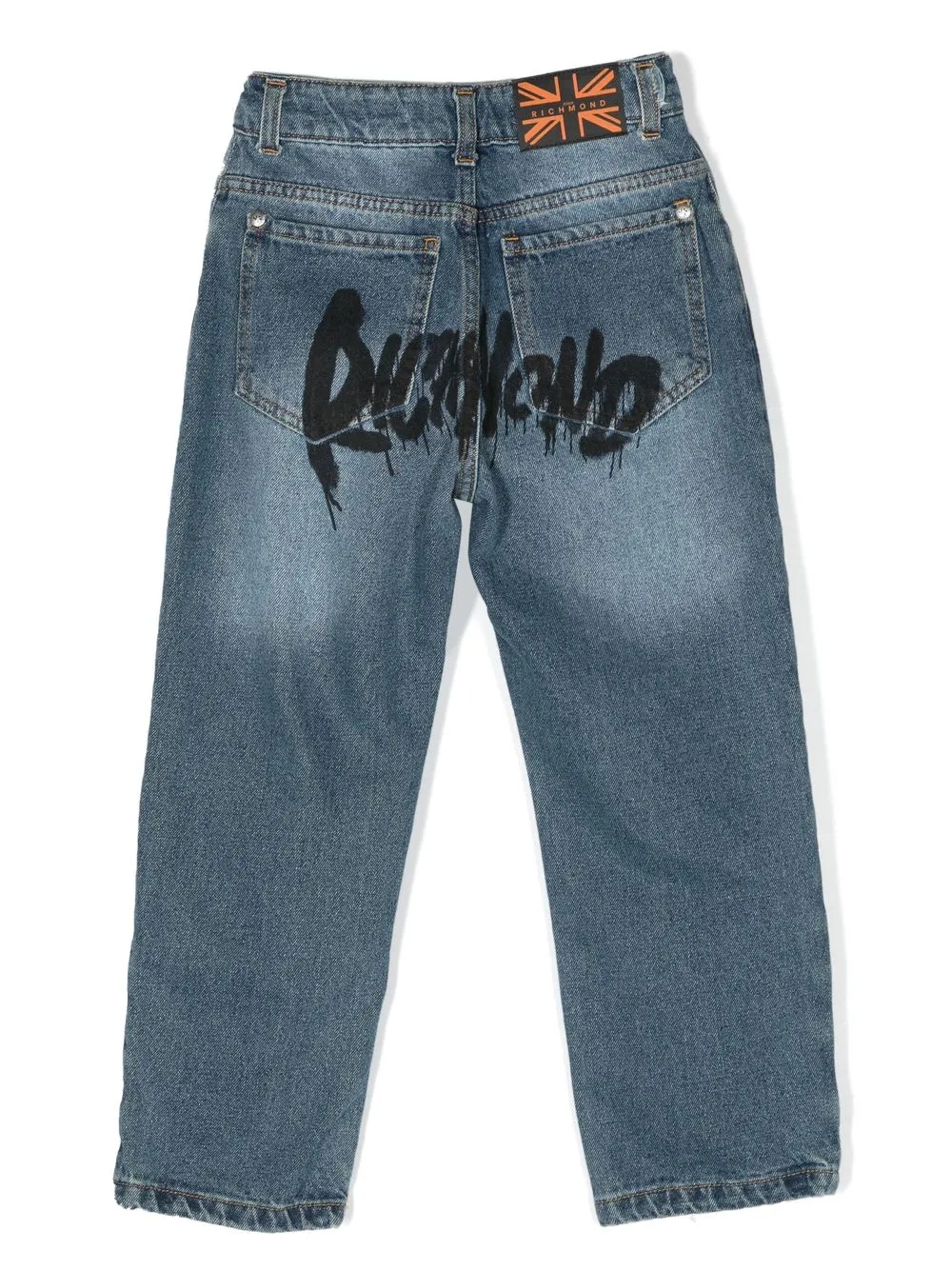 John Richmond Junior Jeans met logoprint - Blauw
