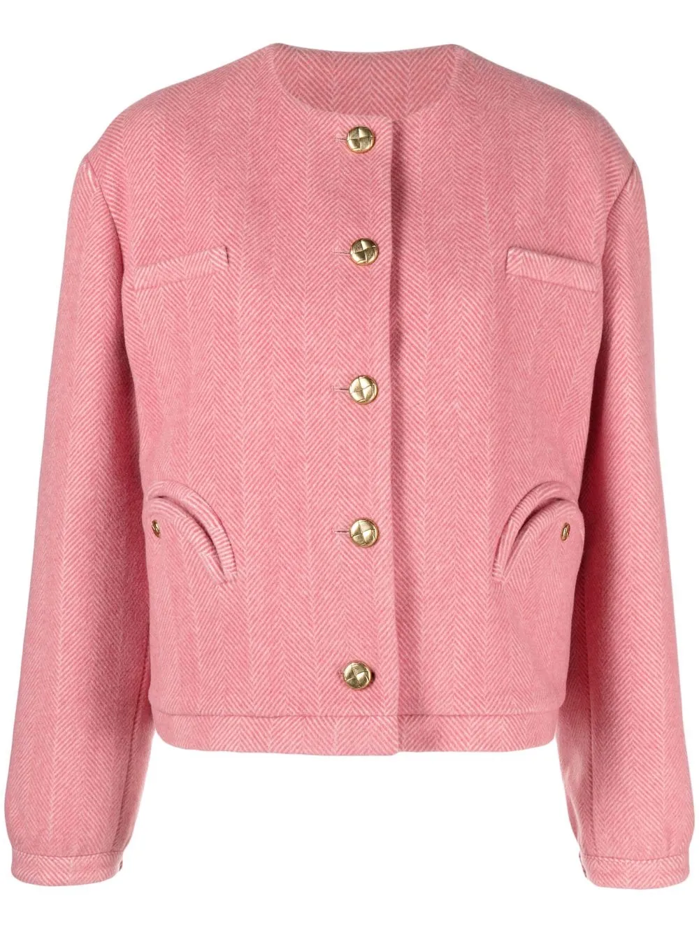 

Blazé Milano collarless houndstooth-pattern jacket - Pink