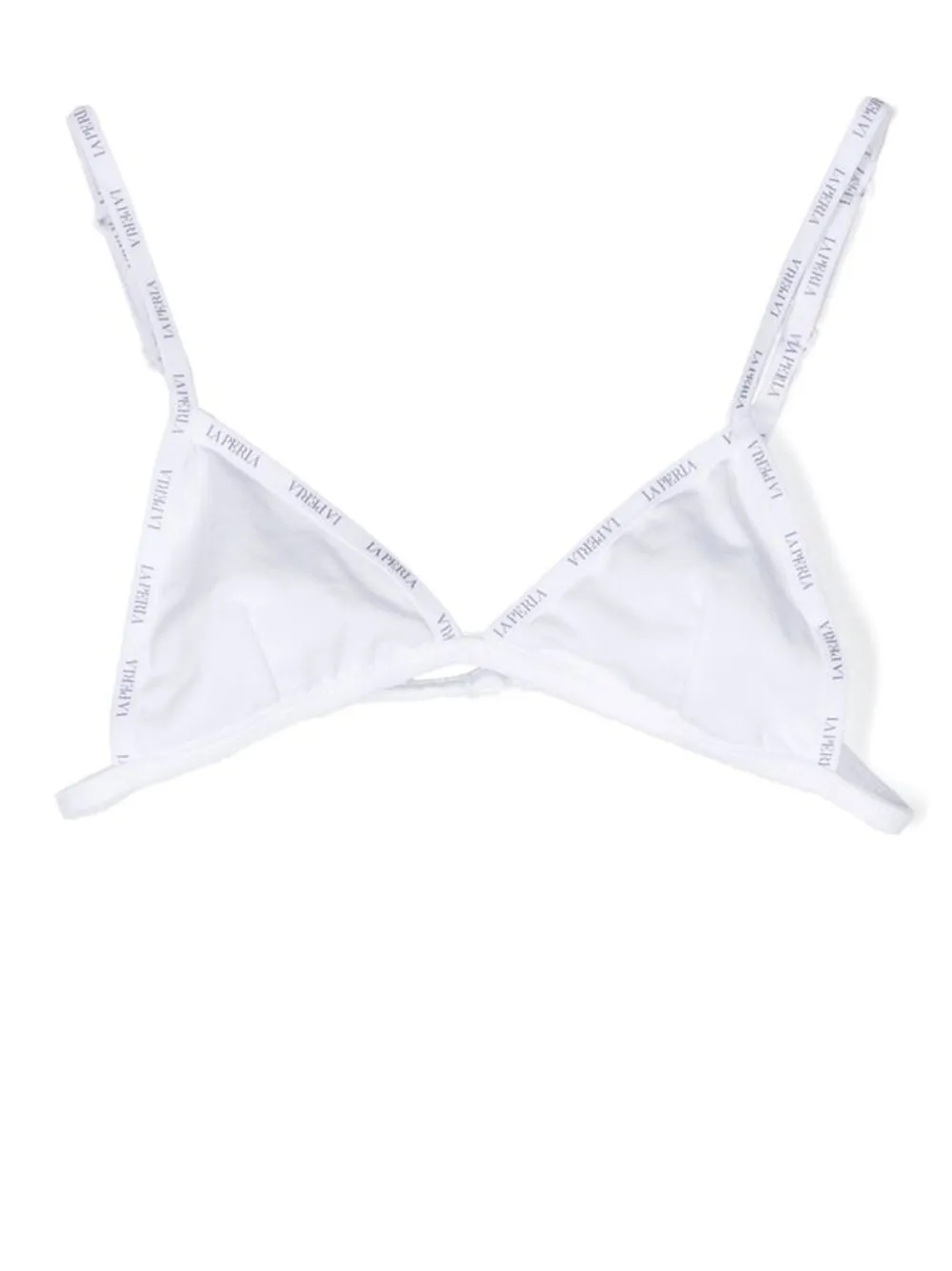 

La Perla Kids logo-tape triangle bra - White