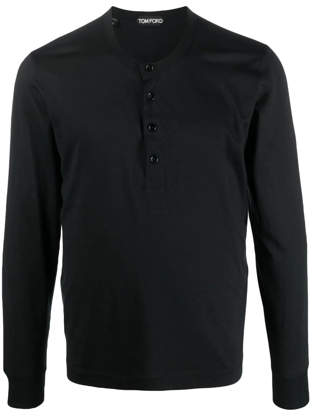 

TOM FORD Henley-neck long-sleeve T-shirt - Black