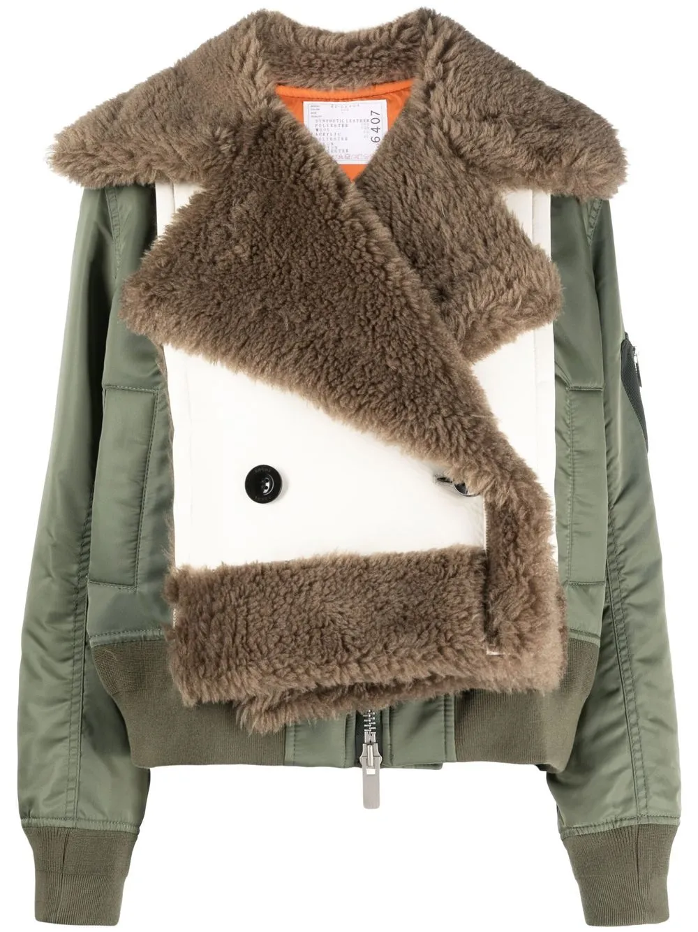 

sacai panelled double-breasted jacket - Green