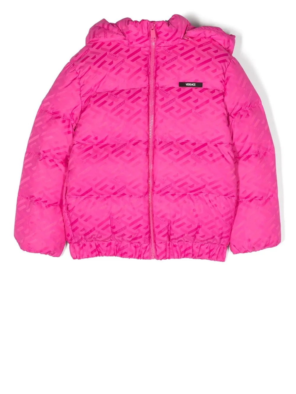 Versace Kids chamarra capitonada con motivo greco - Rosado