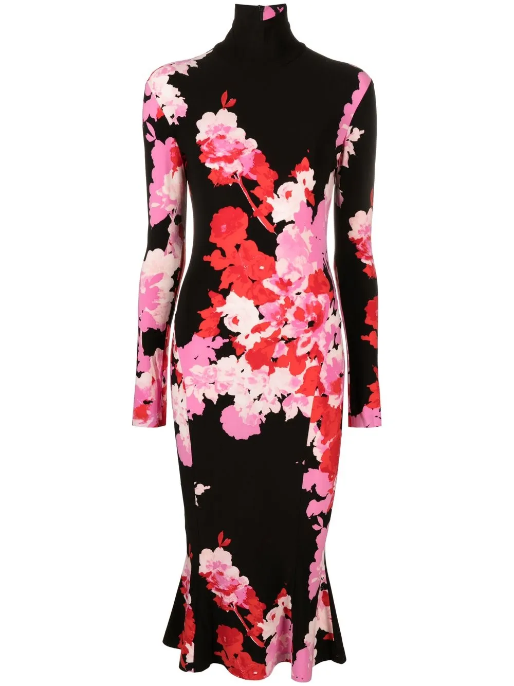 

Norma Kamali floral-print midi dress - Black