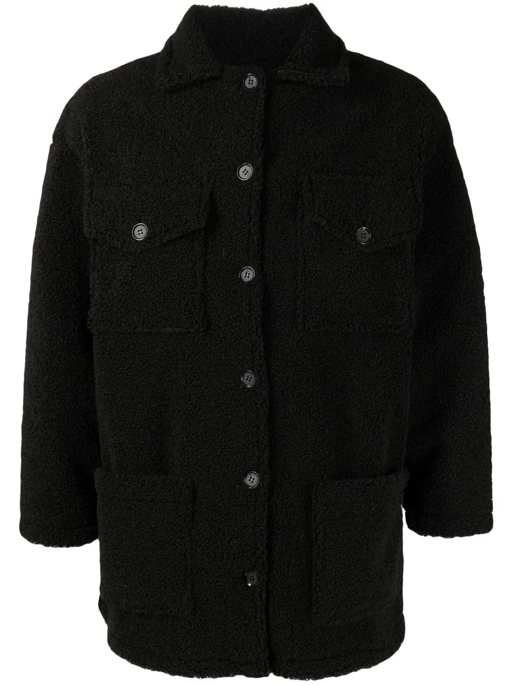 

Joshua Sanders Smiley teddy-fleece shirt jacket - Black