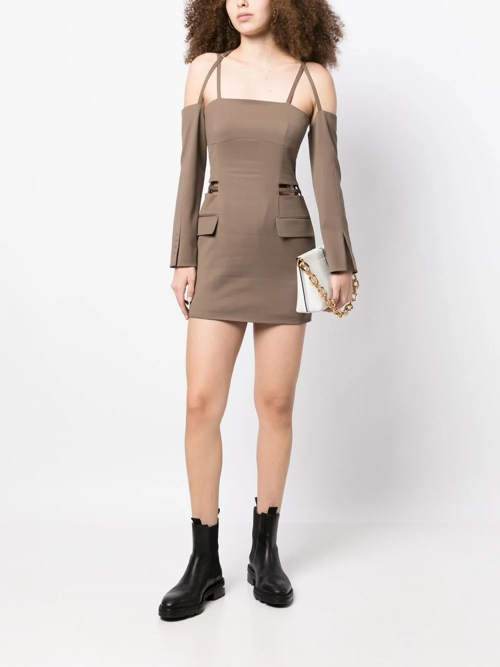 J Koo Mini-jurk van wolmix - Bruin