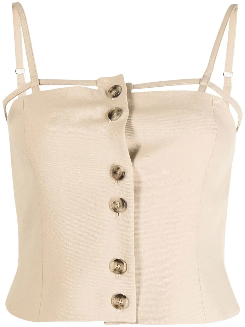 

J Koo buttoned corset-style crop top - Yellow