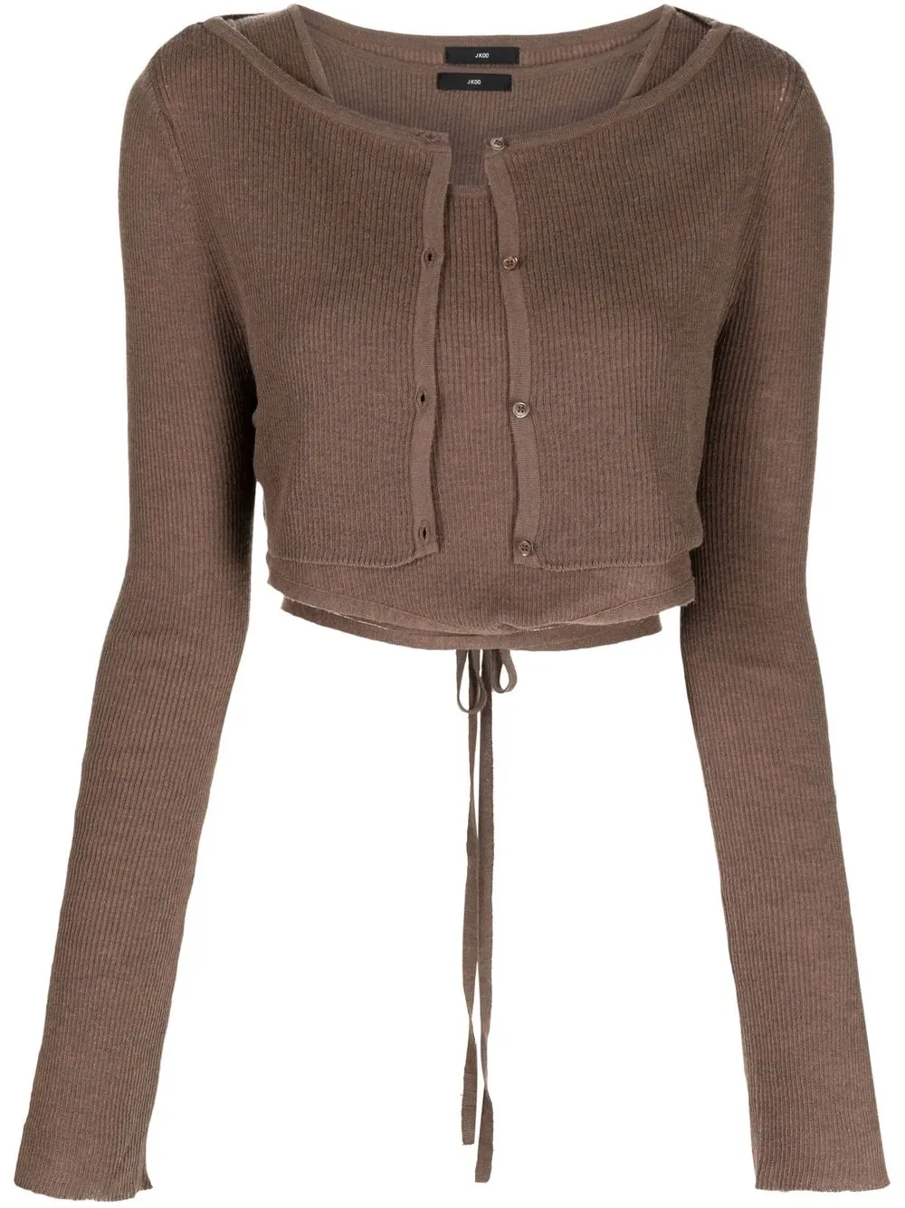 

J Koo layered cardigan top - Brown