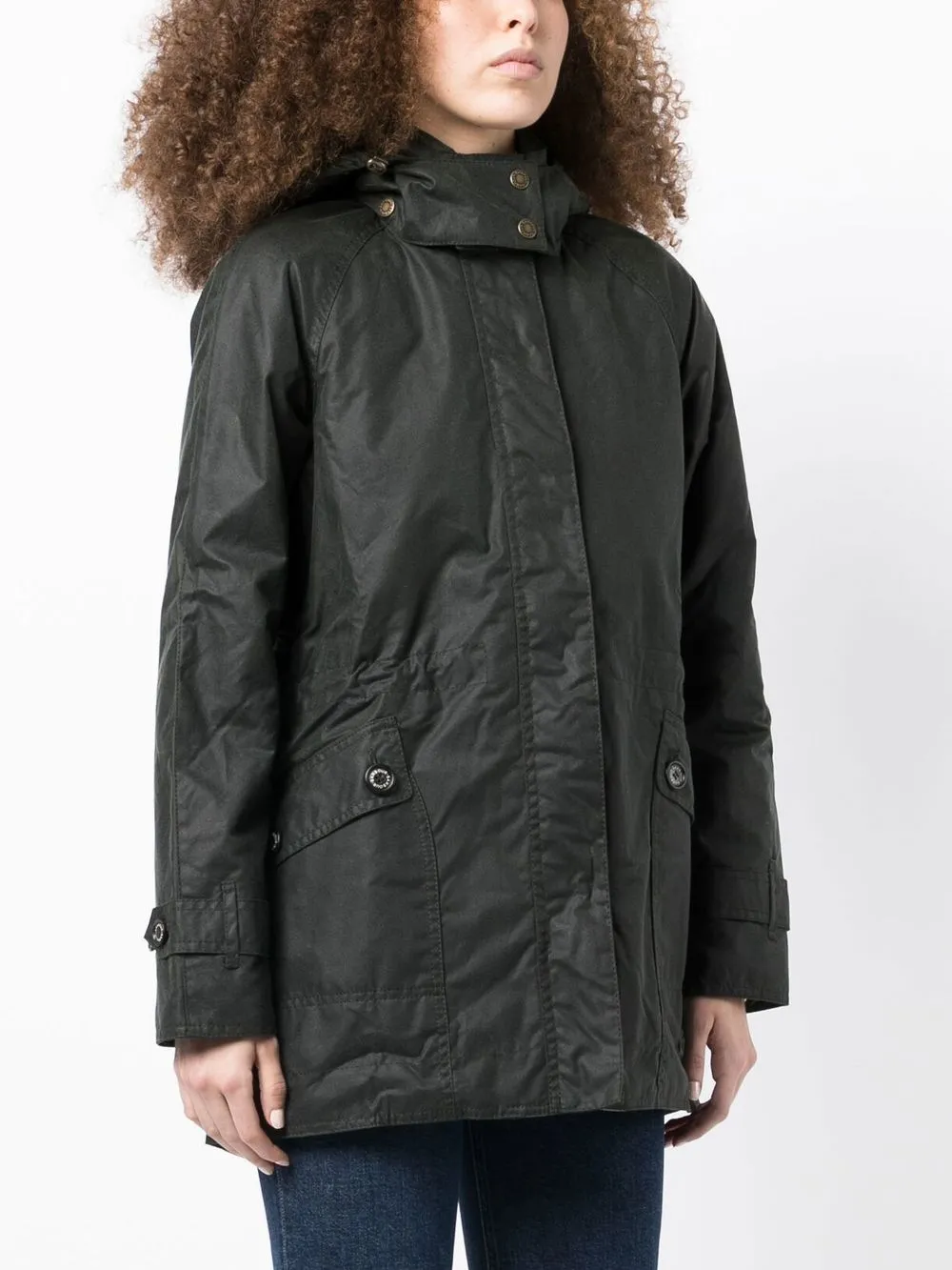 Barbour Cotton Hooded Jacket In Green