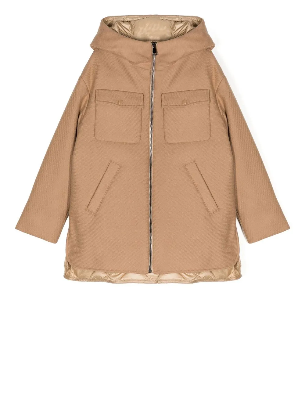 

Moncler Enfant hooded flap-pockets wool coat - Brown