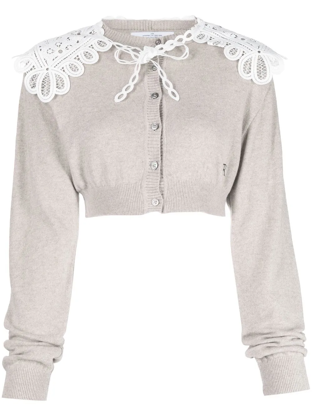 

Rokh crochet-collar cropped cardigan - Grey