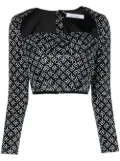 Rokh monogram-print bustier corset top - Black