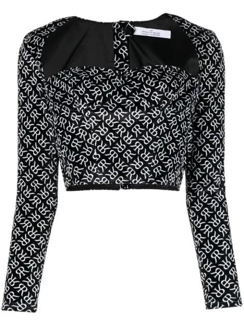Rokh monogram-print bustier corset top