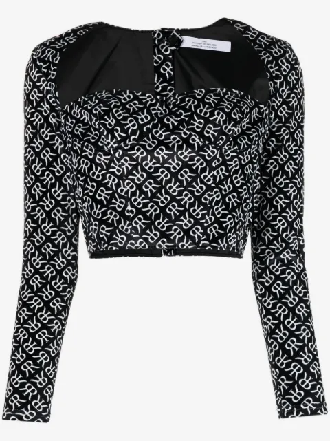 Rokh monogram-print bustier corset top
