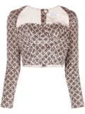 Rokh monogram-print bustier corset top - Neutrals