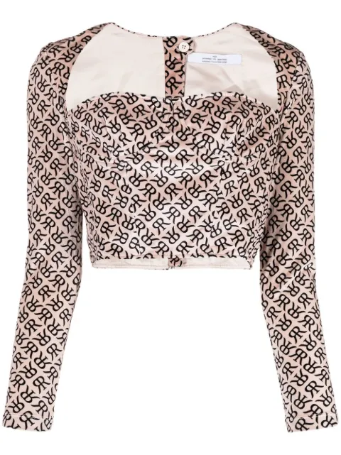 Rokh monogram-print bustier corset top