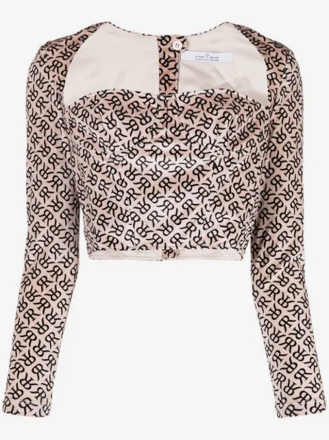 Rokh monogram-print bustier corset top