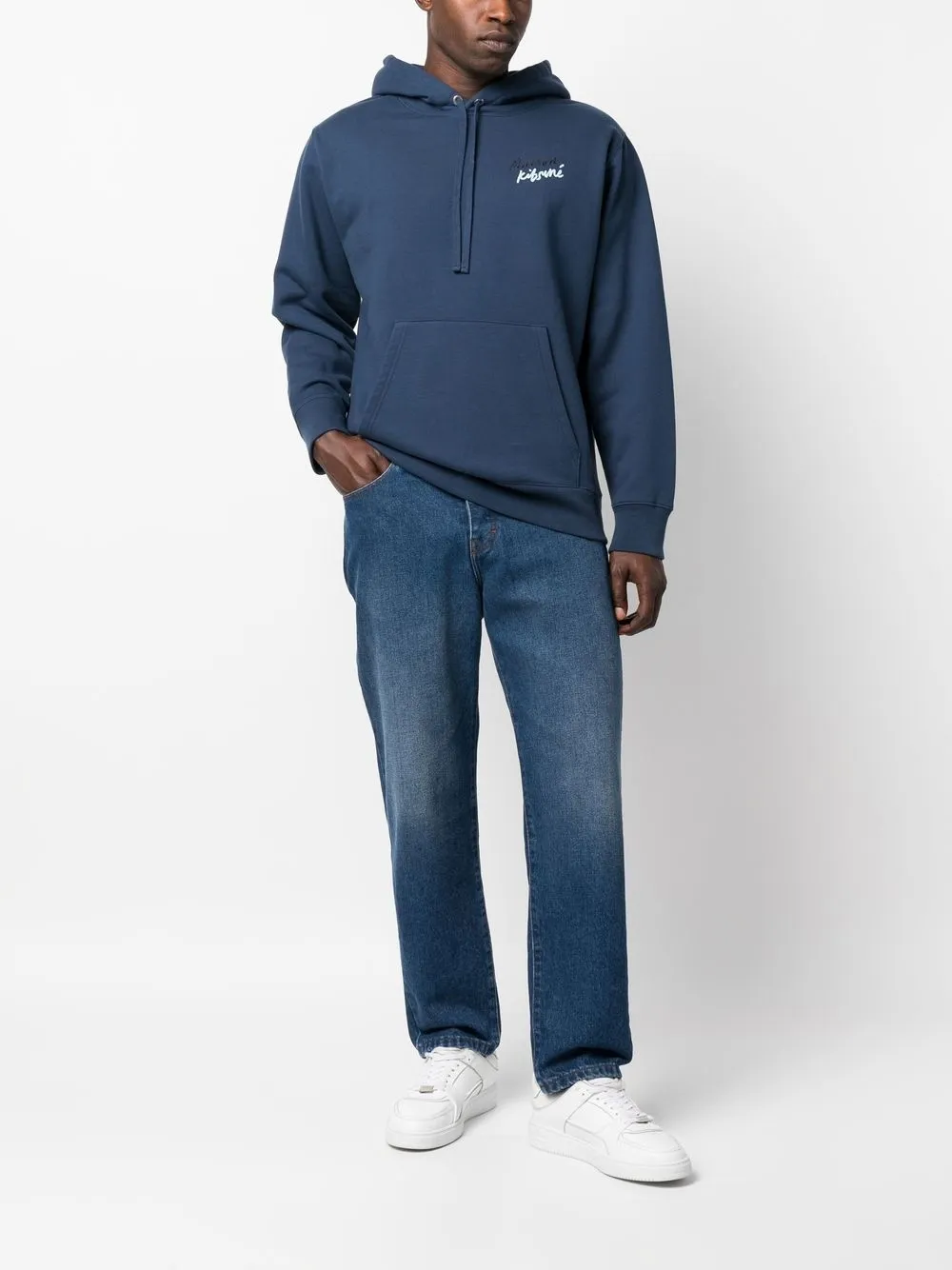 Maison Kitsuné Hoodie met logoprint - Blauw
