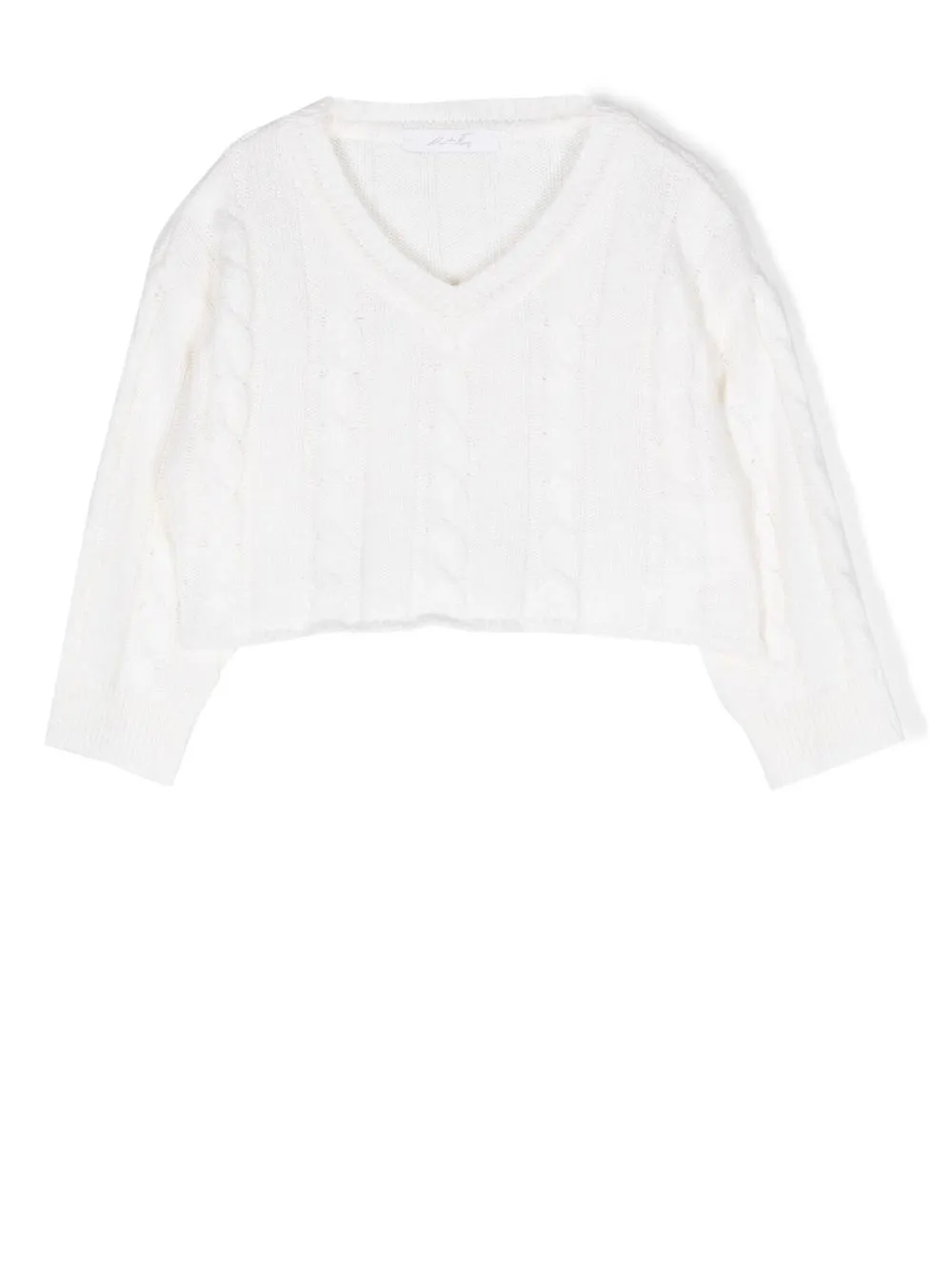 

Miss Grant Kids V-neck cable-knit jumper - White