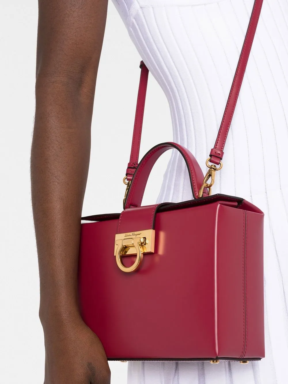 Salvatore Ferragamo Trifolio Box Bag In Red ModeSens