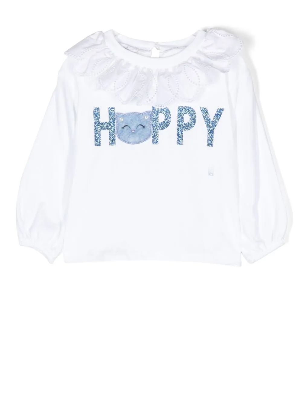 

Miss Grant Kids glitter-slogan print ruffle top - White
