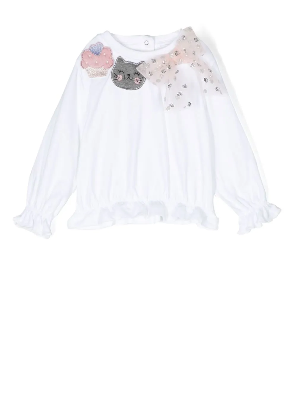 

Miss Grant Kids ruffled appliqué-detail T-shirt - White