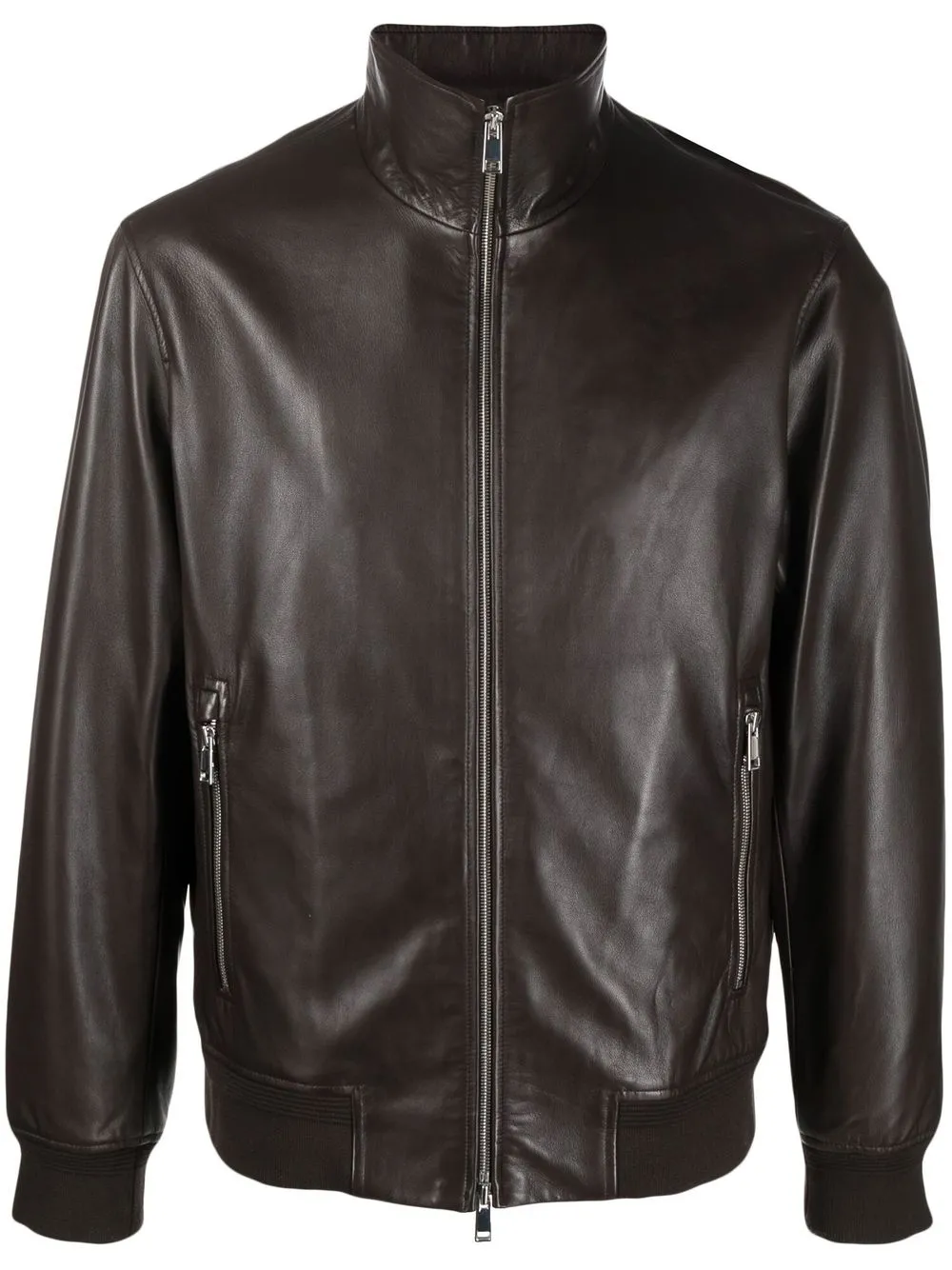 

Theory leather zip-up jacket - Brown