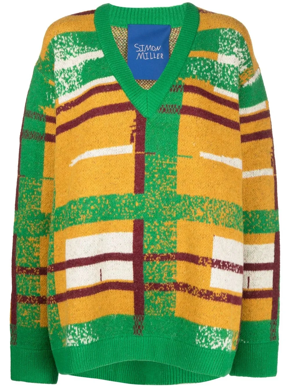 

Simon Miller check knit V-neck jumper - Green