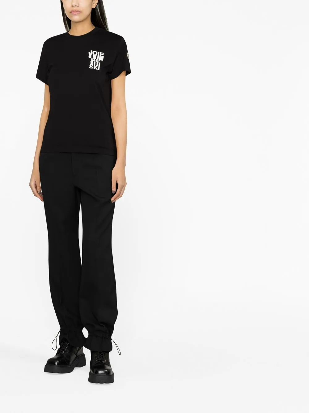 Moncler T-shirt met tekst - Zwart