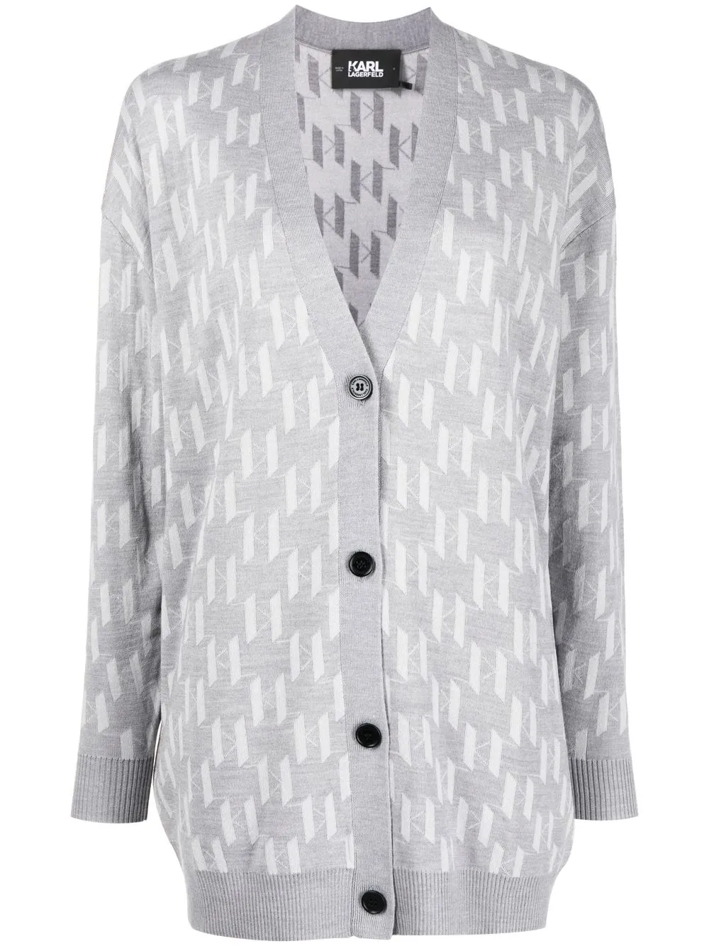 

Karl Lagerfeld cárdigan tejido con monograma - Gris