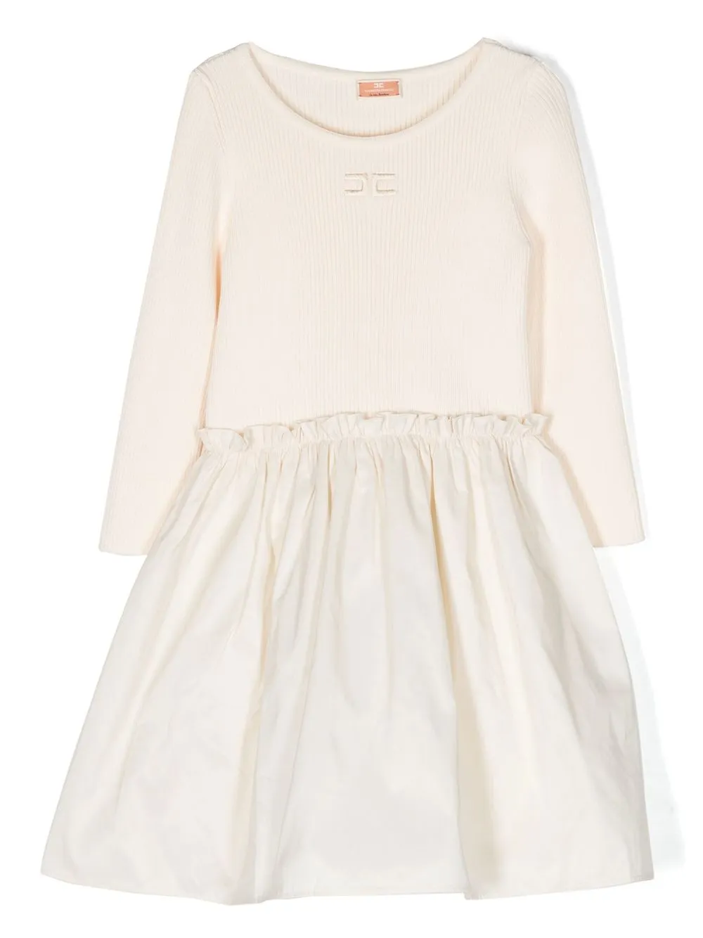 Elisabetta Franchi La Mia Bambina contrast-panel midi dress - Neutrals