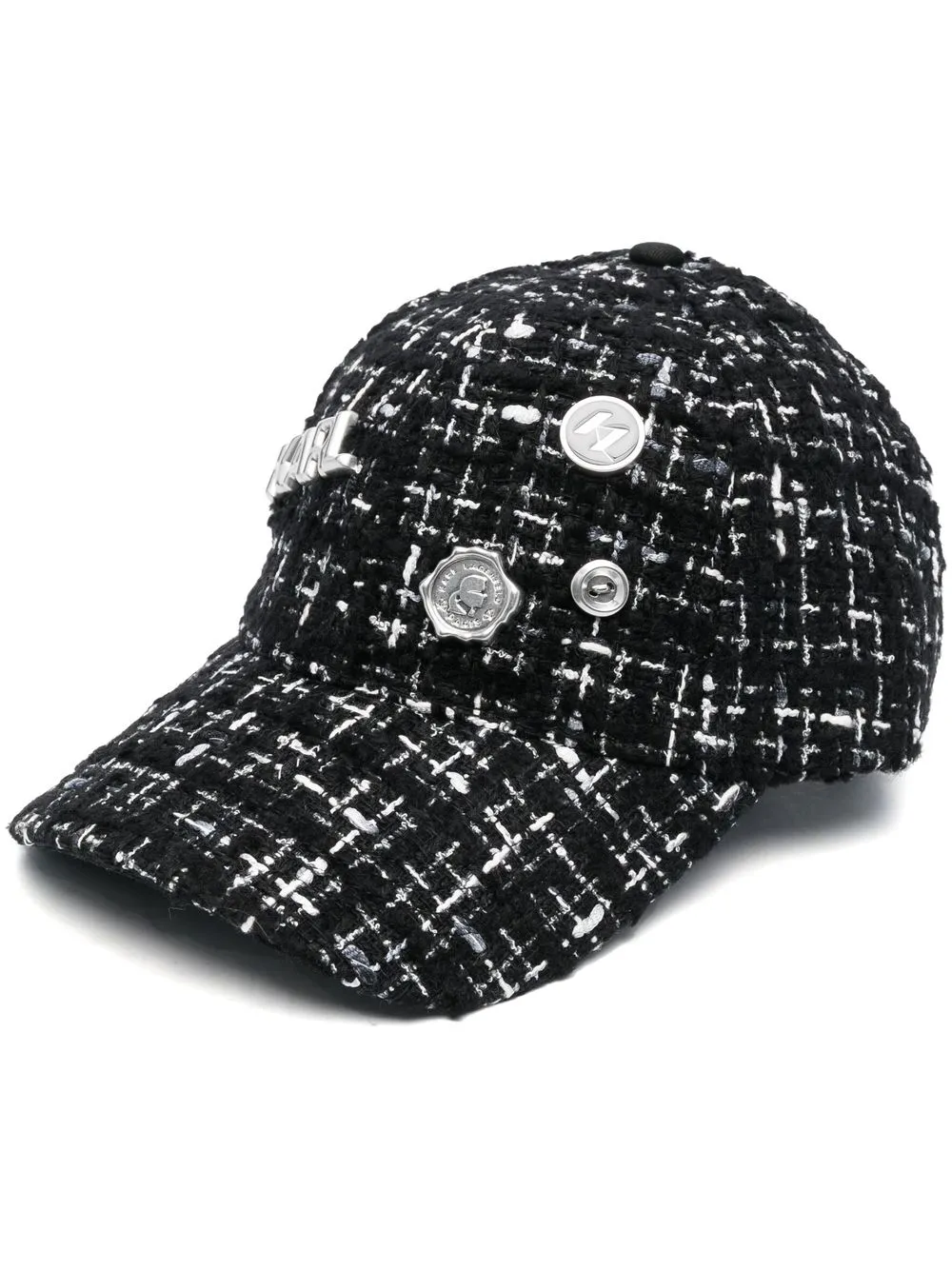 Karl Lagerfeld logo-patch tweed cap - Black