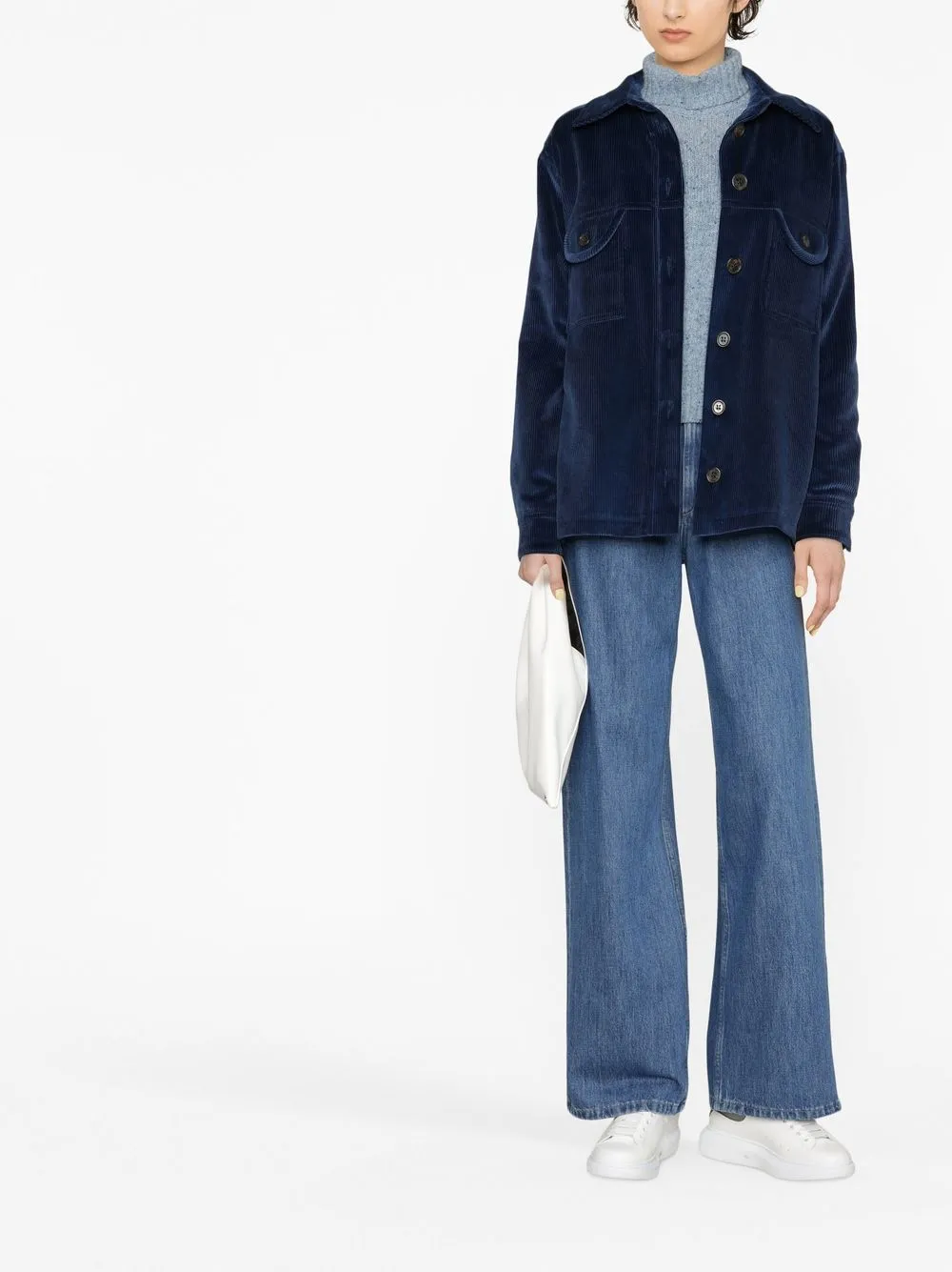 Blazé Milano Ribfluwelen blouse - Blauw
