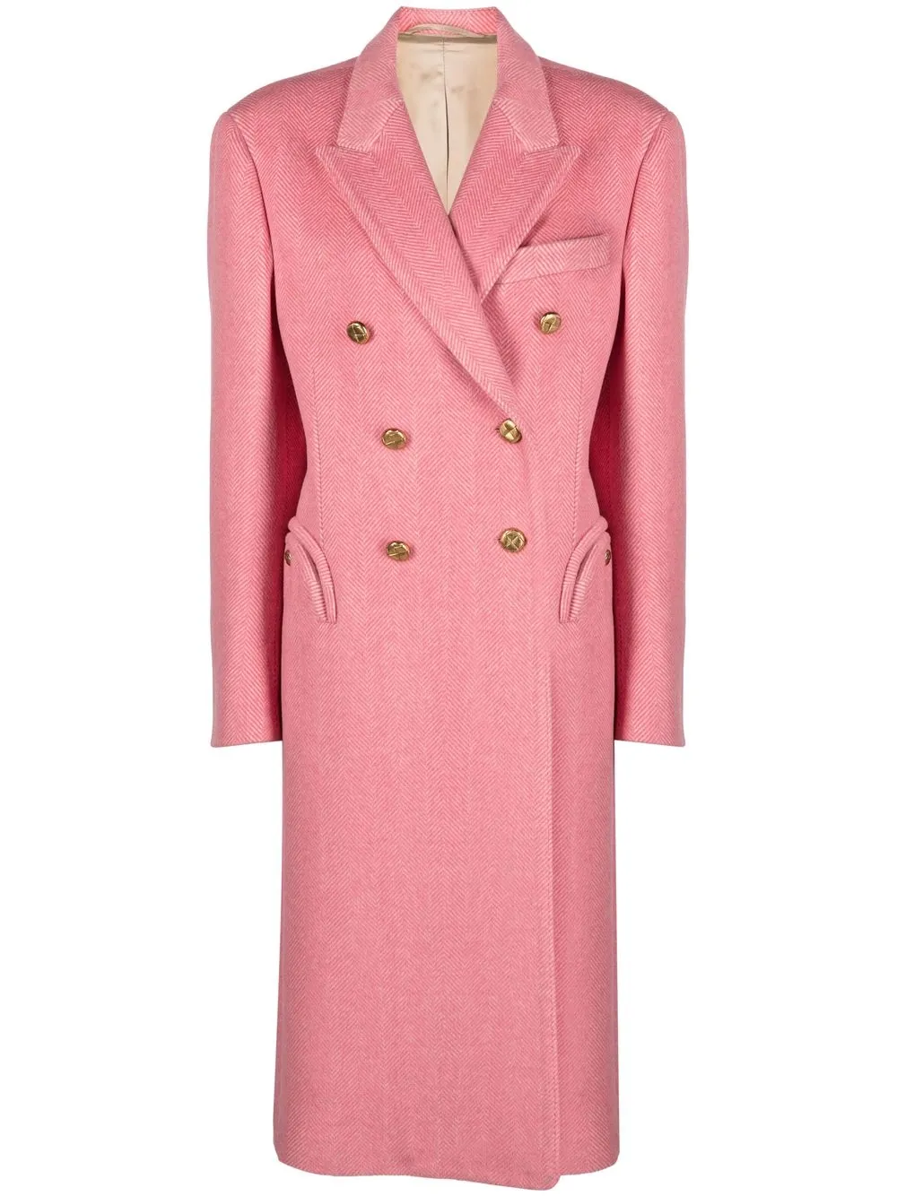 

Blazé Milano Lotus herringbone double-breasted coat - Pink