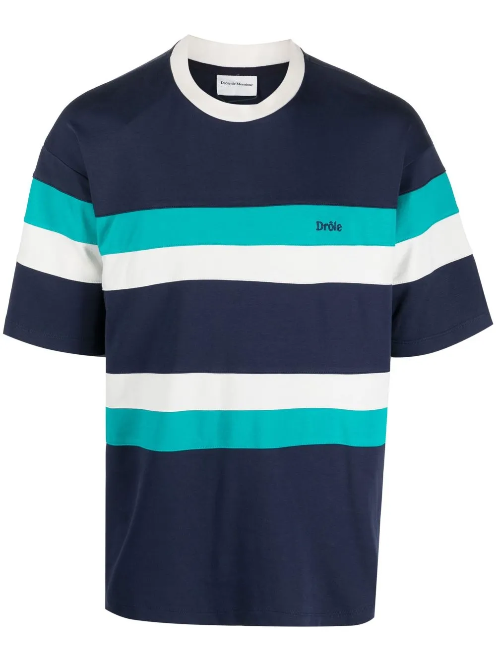 

Drôle De Monsieur playera manga corta con rayas estampadas - Azul
