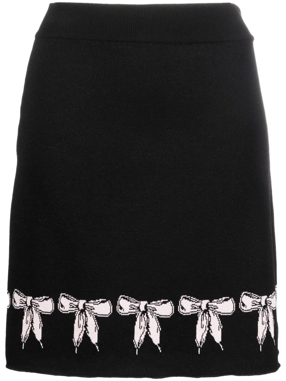 Boutique Moschino Bow Intarsia-knit Skirt In Black