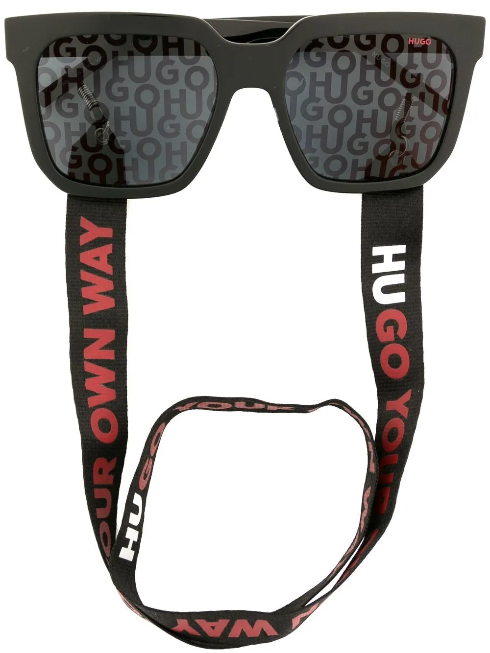 

BOSS logo-print square-frame sunglasses - Black