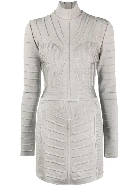 Balmain ribbed long-sleeve mini dress Women