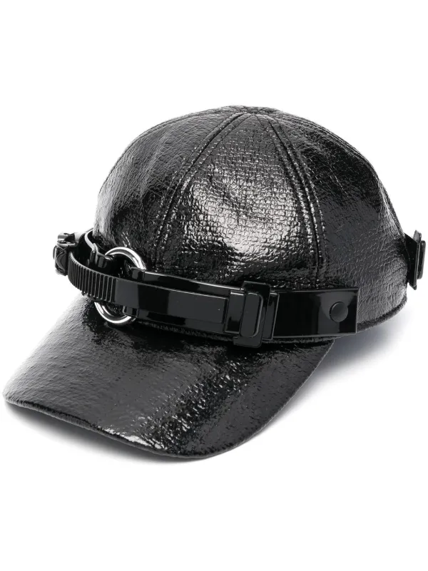 Mens black leather baseball cap outlet
