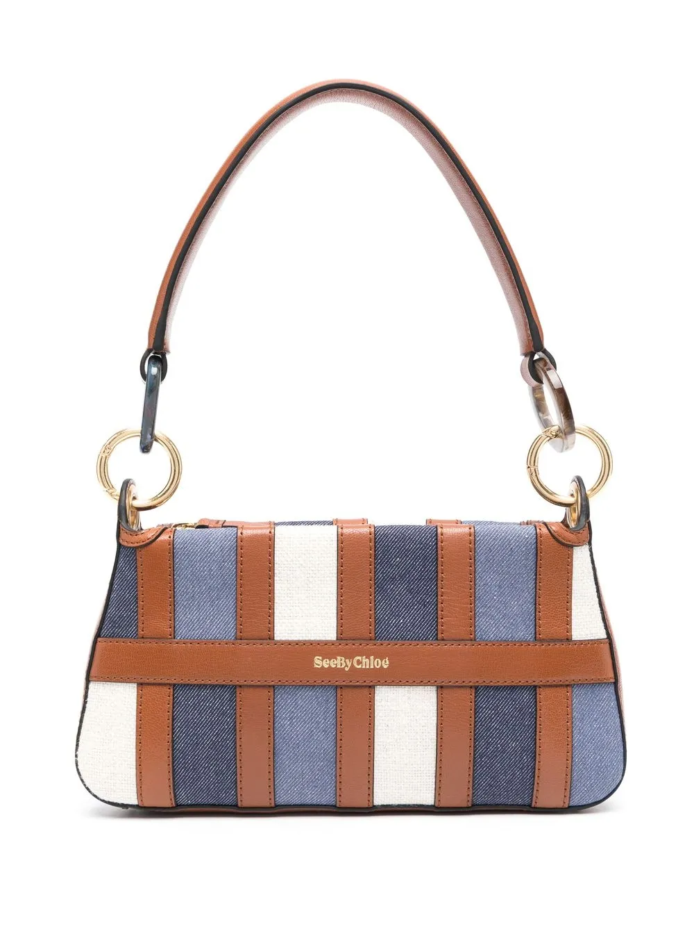 

See by Chloé Tolda denim panelled tote bag - Brown