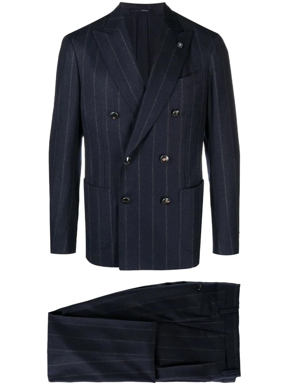 Lardini striped double-breasted suit - Blue