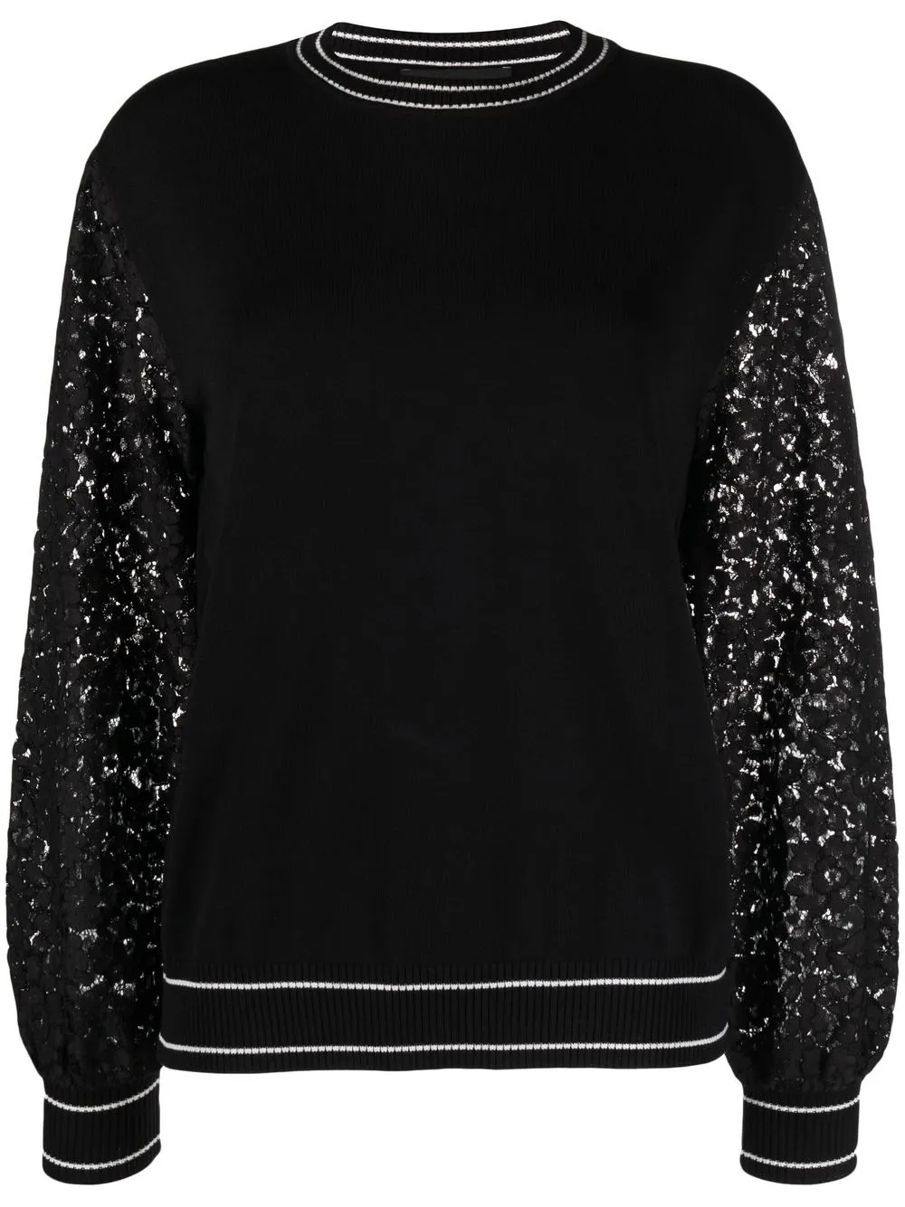 

Boutique Moschino lace-trim crew-neck jumper - Black