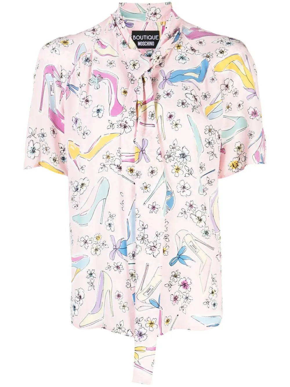 Boutique Moschino Shoe Floral-print Blouse In Pink