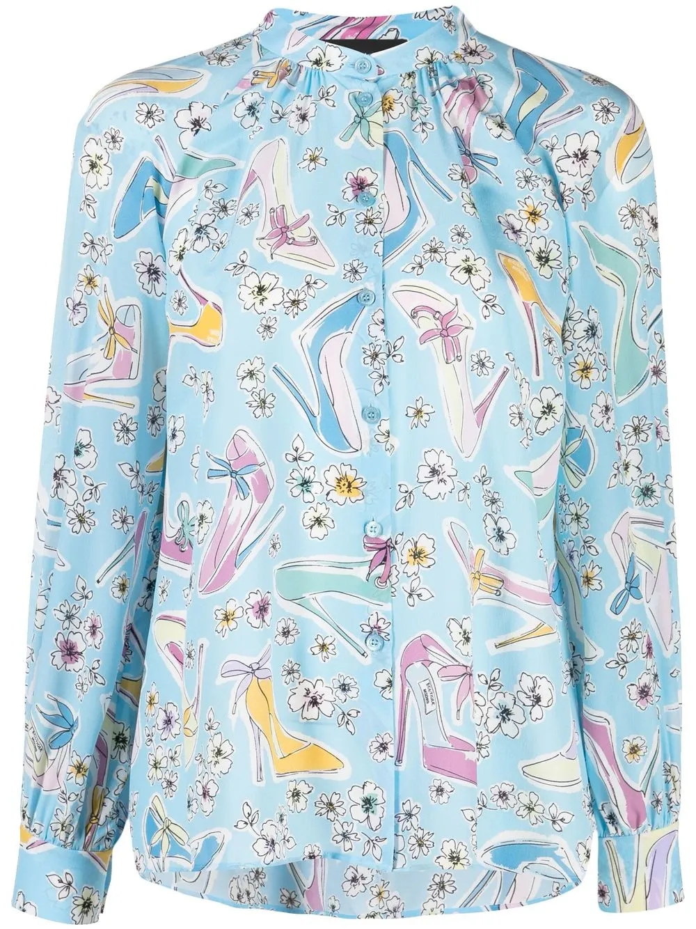 

Boutique Moschino shoe floral-print blouse - Blue