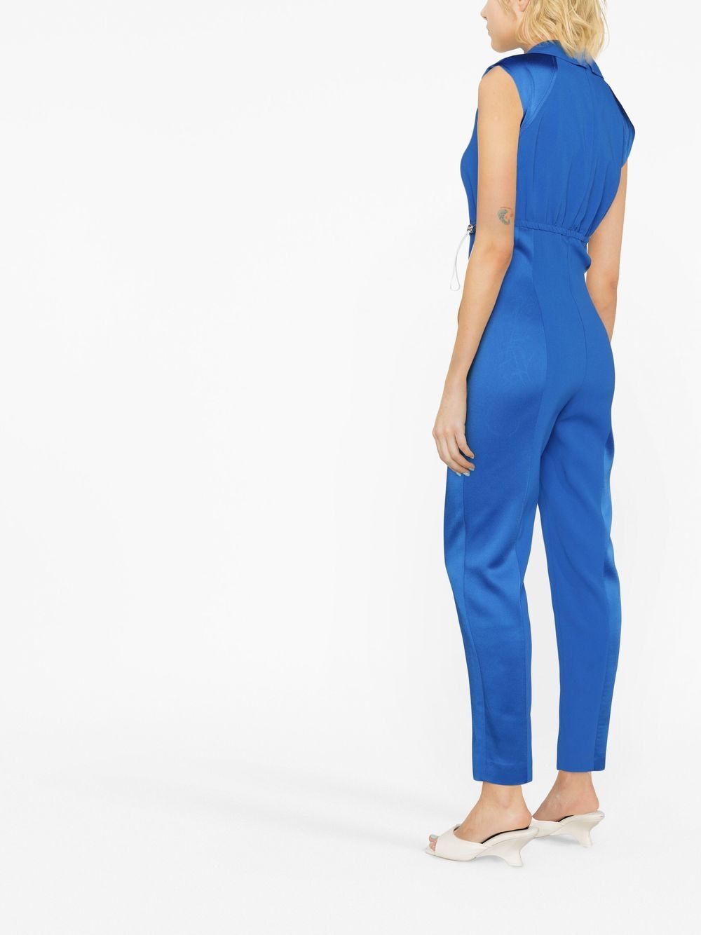 Shop Boutique Moschino Sleeveless Drawstring Jumpsuit In Blue