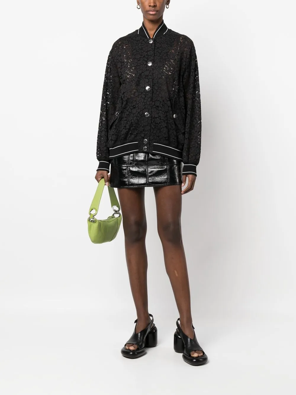 Boutique Moschino Bomberjack met detail van kant - Zwart