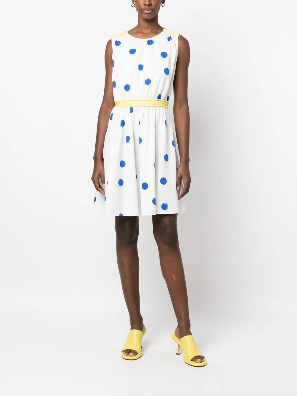 Shop Boutique Moschino Polka Dot-print Sleeveless Mini Dress In White