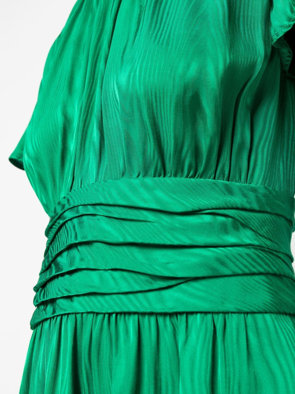 Shop Boutique Moschino Ruched Satin Dress In Green
