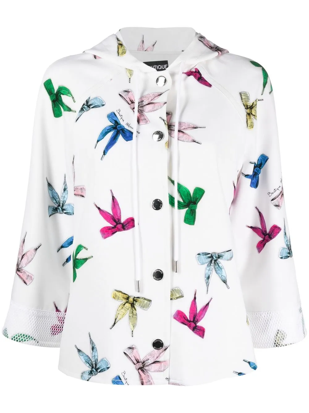 

Boutique Moschino chamarra con capucha y moños estampados - Blanco